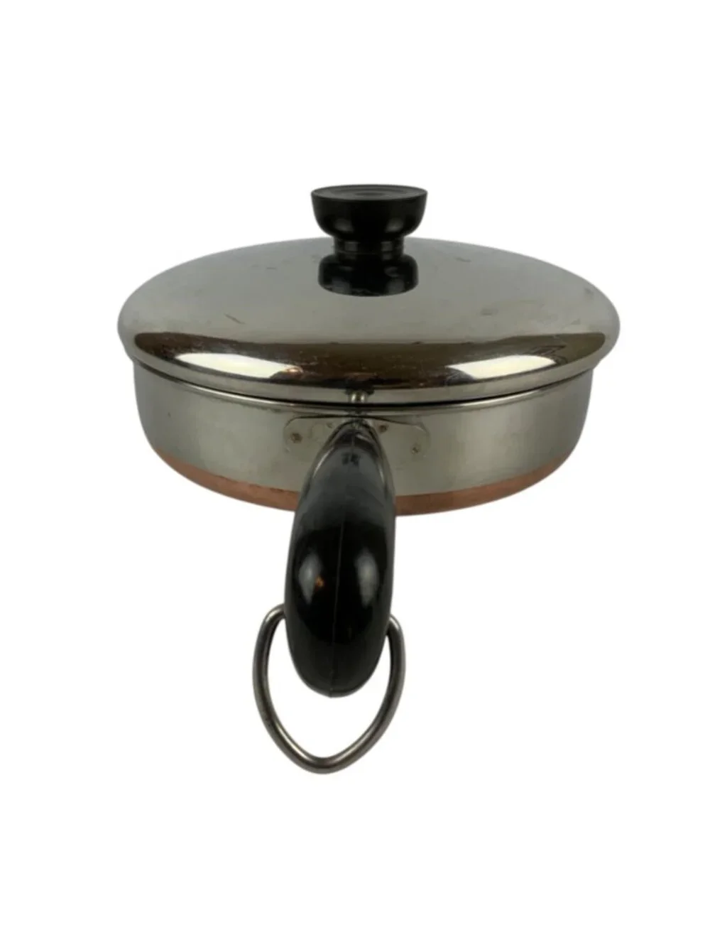 Revere Ware Copper Clad Stainless Steel 1 Qt Straight Sided Skillet & Lid USA